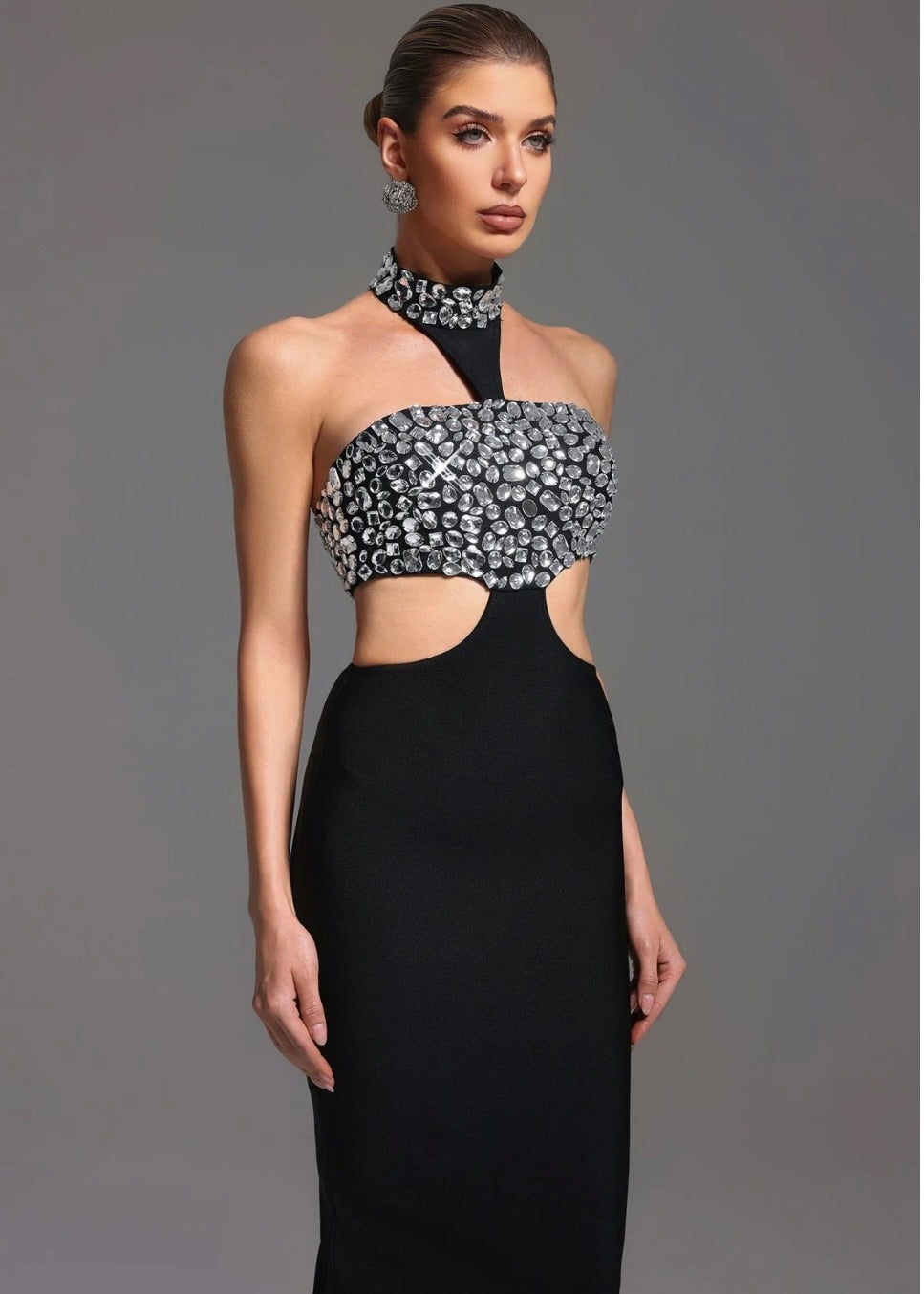 Lilly Diamond Halter Bandage Dress