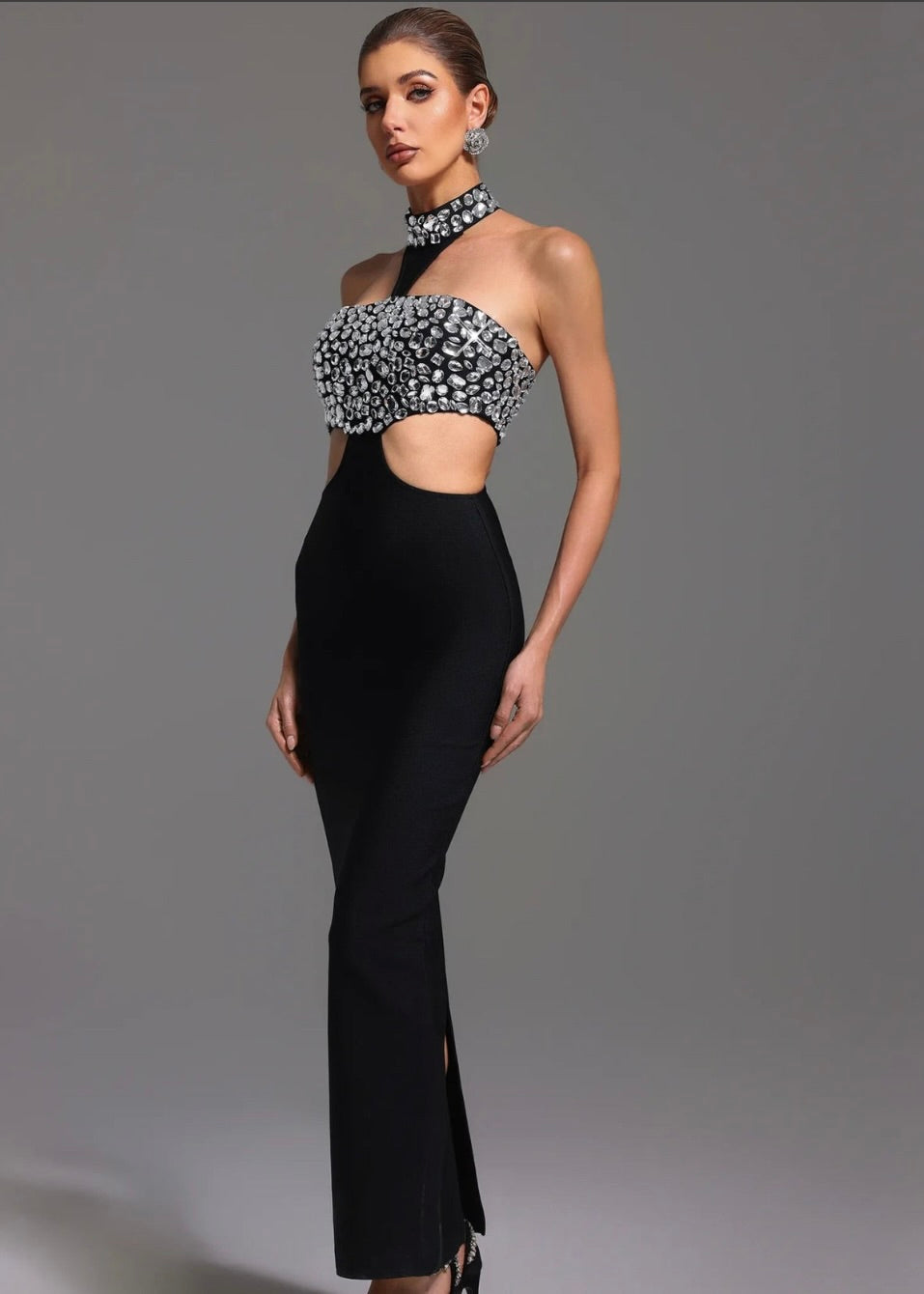 Lilly Diamond Halter Bandage Dress