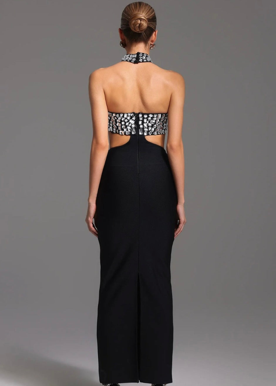Lilly Diamond Halter Bandage Dress