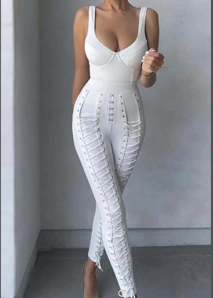 White bandage jumpsuit new arrivals