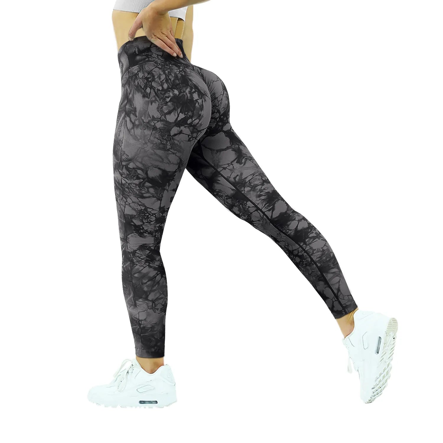 High Waist Tie-Dye Pant - Black/Gray - OasisPlug