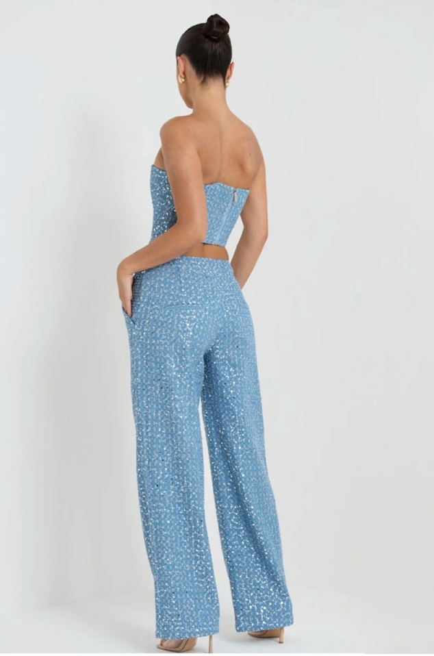 Crystal Denim Sequins Set - OasisPlug