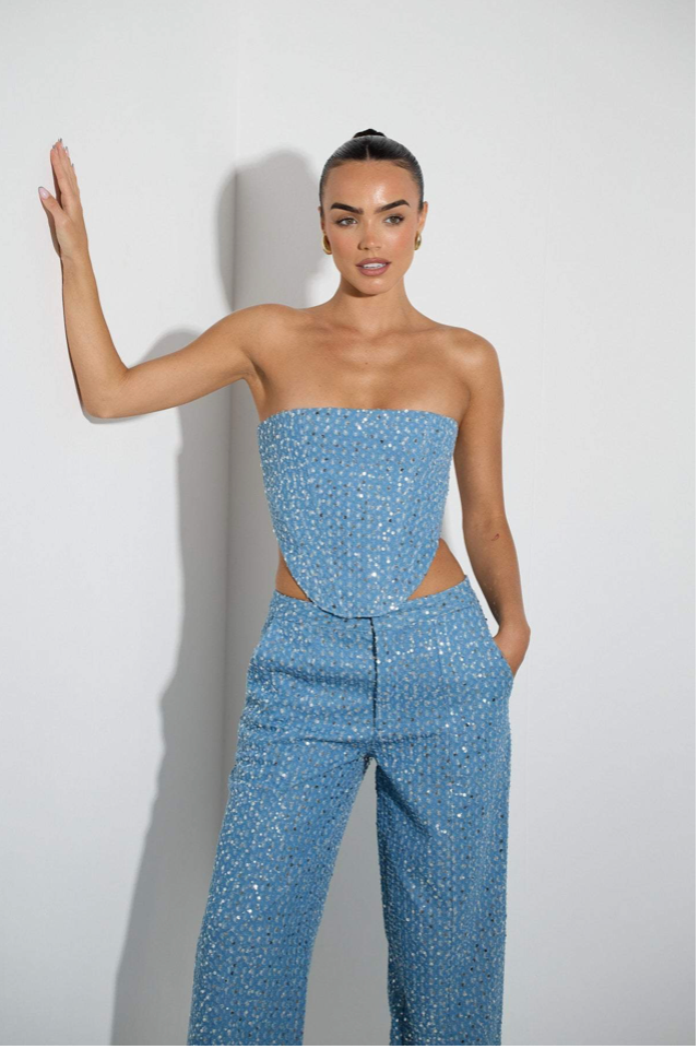 Crystal Denim Sequins Set - OasisPlug