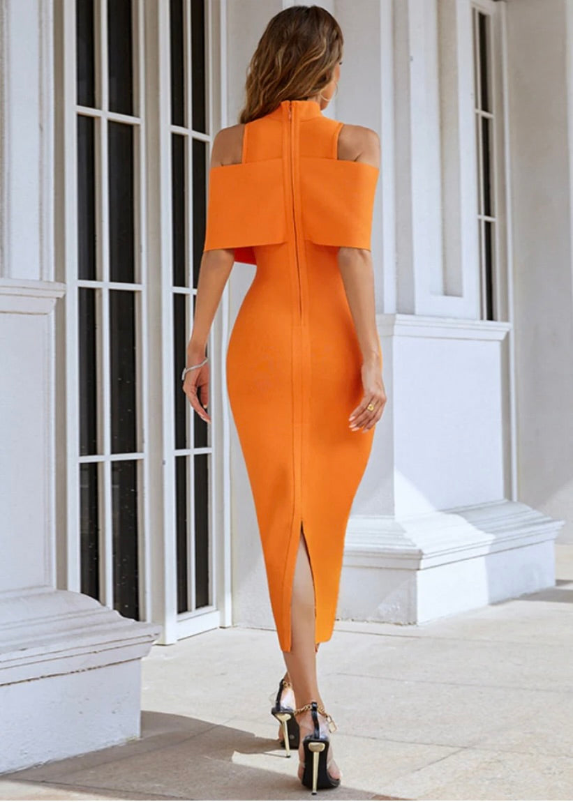 Orange Sizzle Bandage Dress