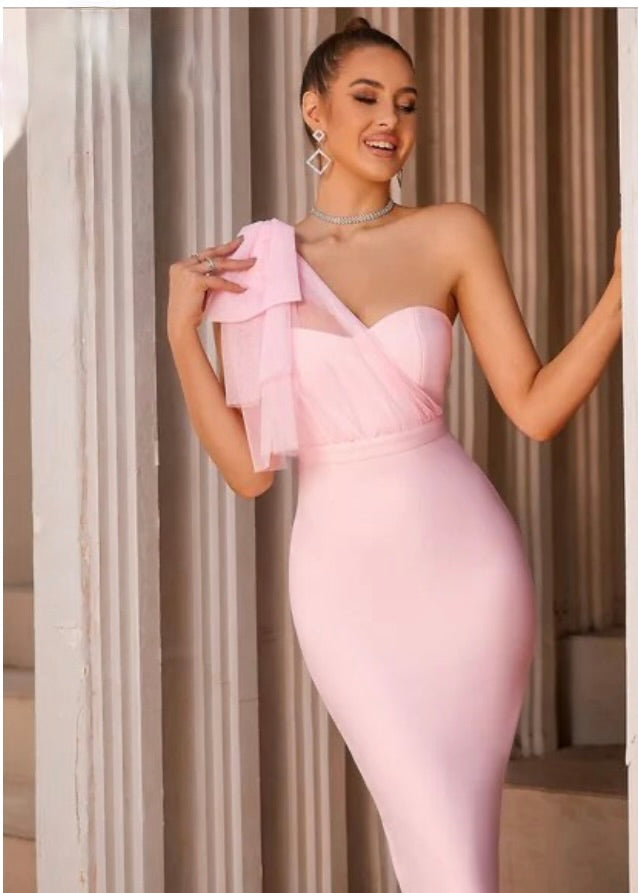 Isadora Midi Bandage Dress - Pink, White